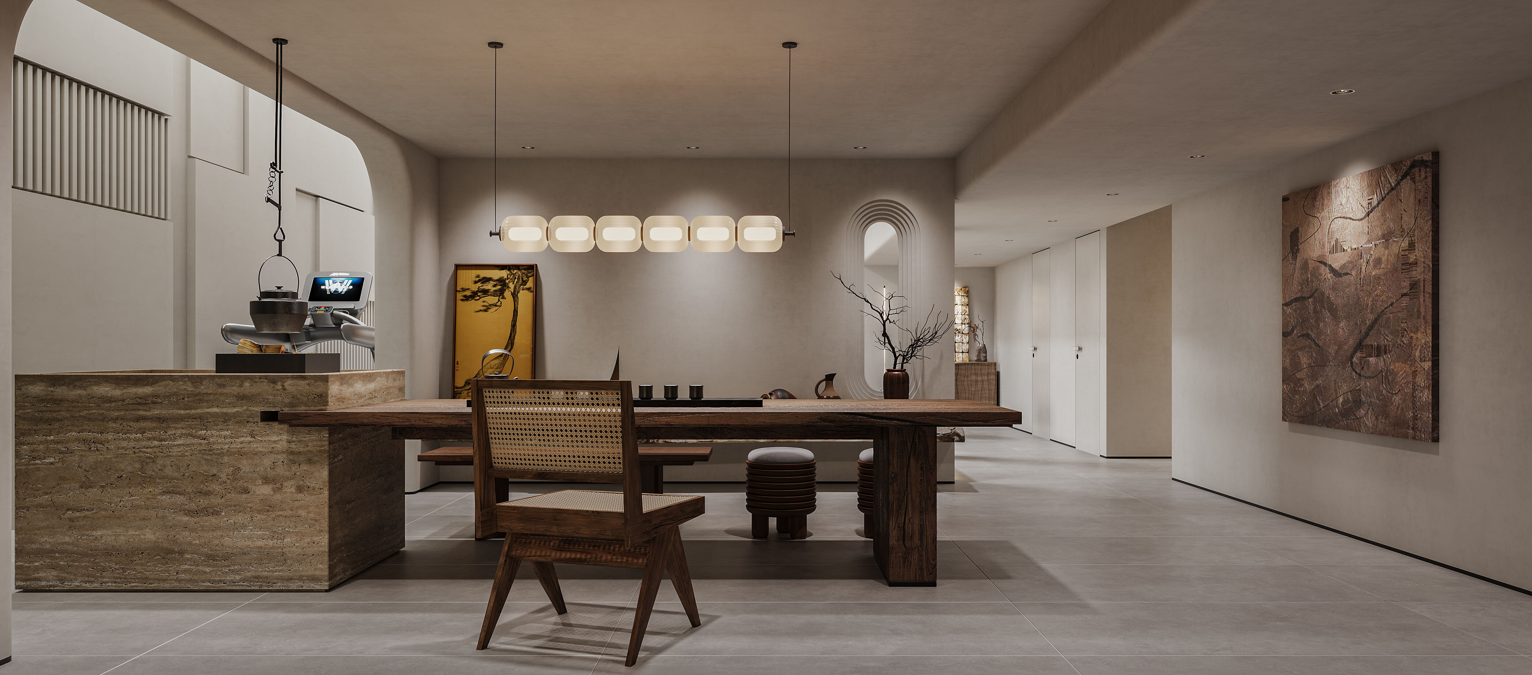 现代挑空别墅全屋全景-5