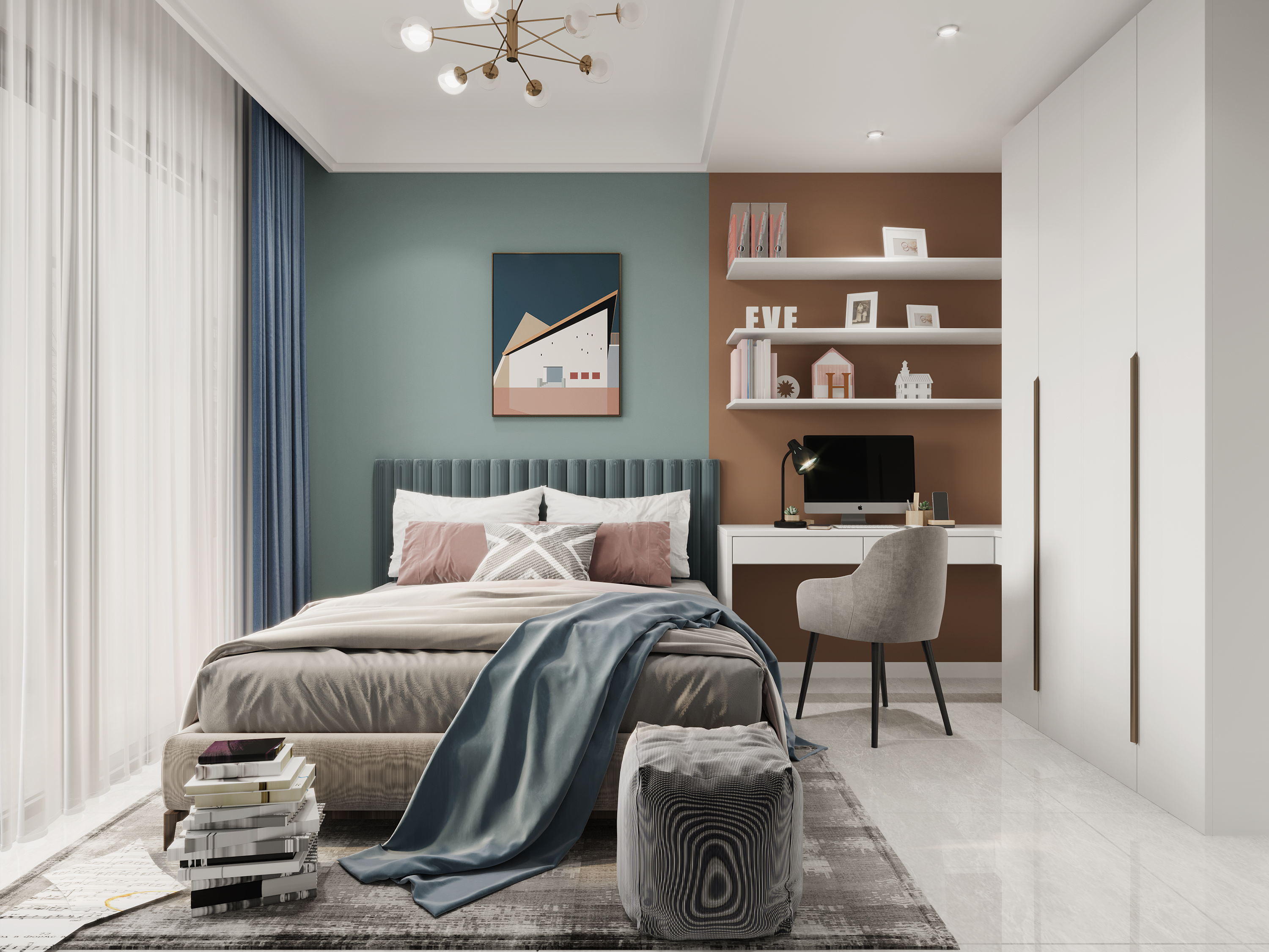 简约诗意的卧室设计丨星夜设计表现-4