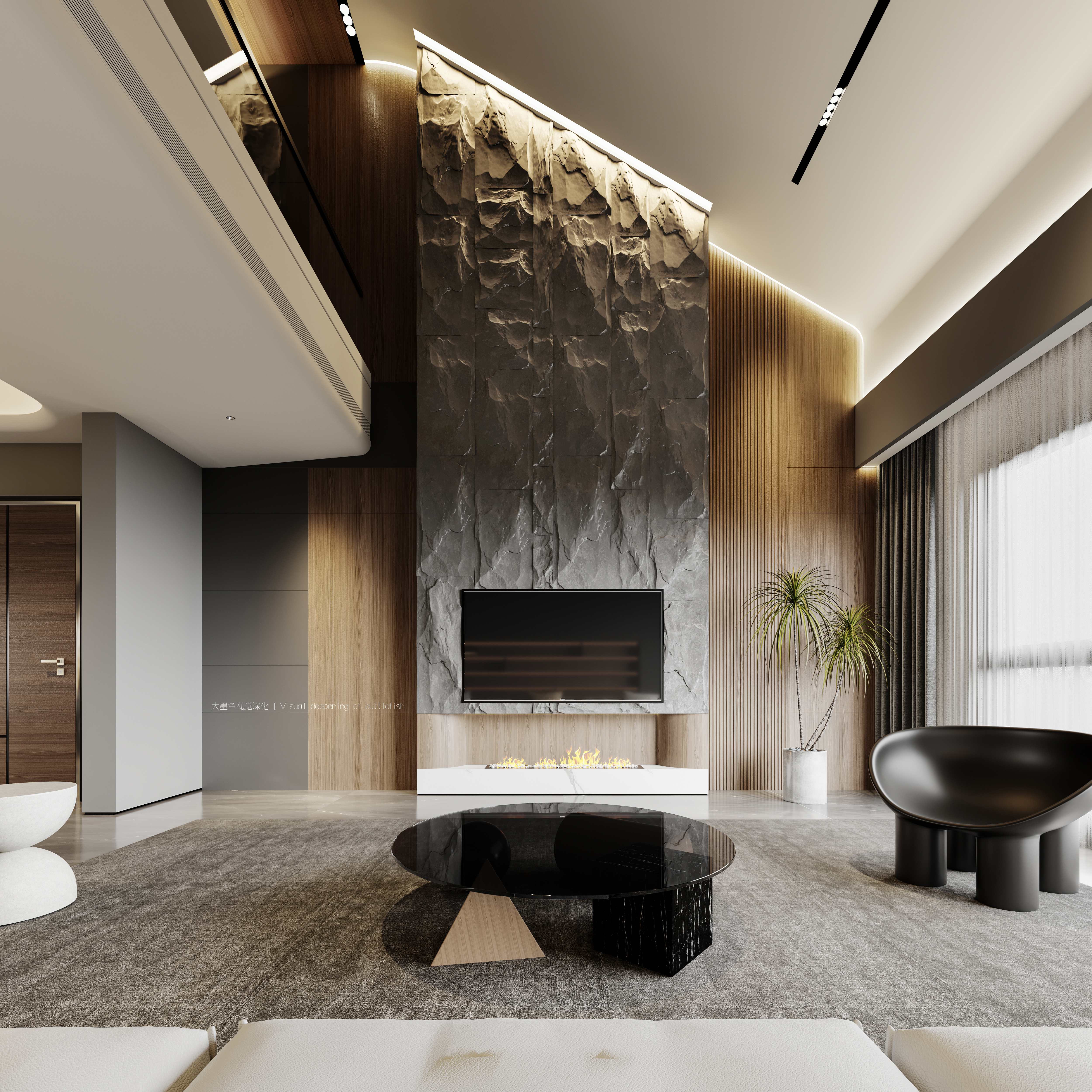 灰·木 现代简约办公室设计丨大墨鱼视觉深化-2