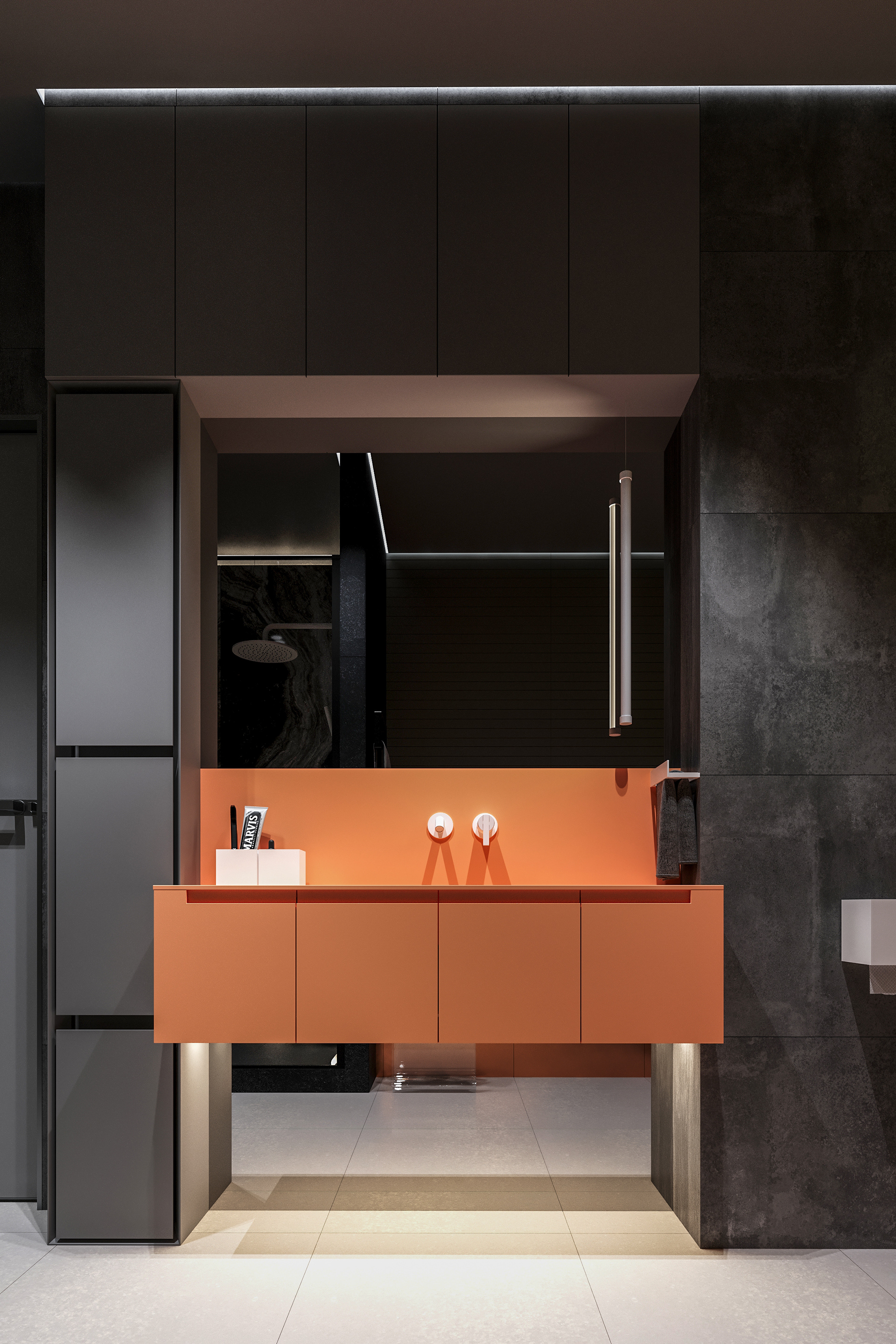 Проект санузла с зеркальным телевизором-3