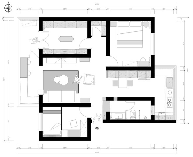 40万元二居104平米装修案例_效果图 - 中式“老破大”变身风情法式之家 - 设计本-23