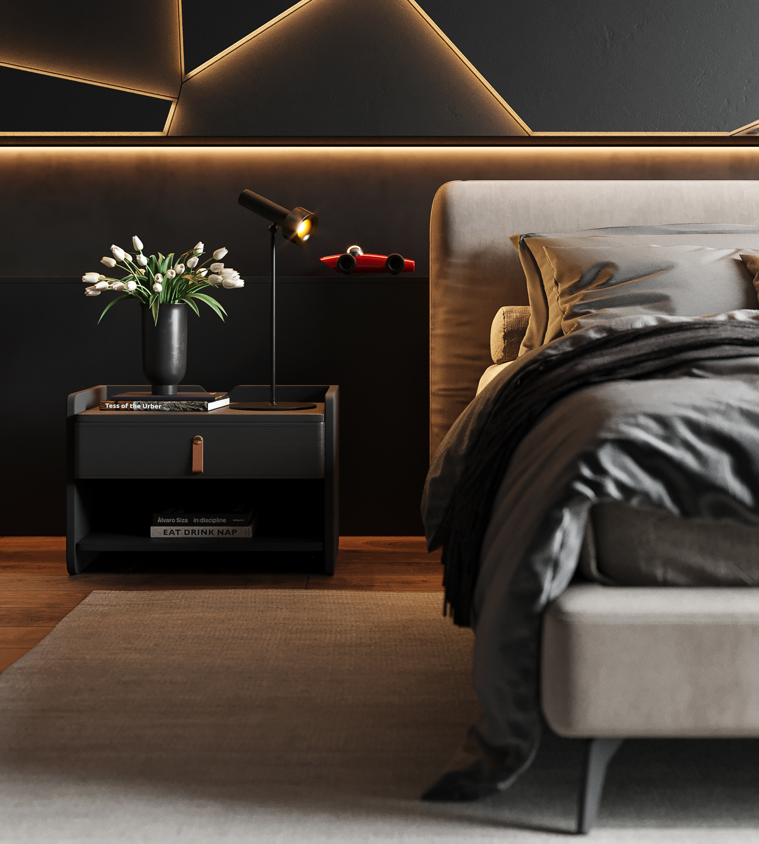 写实级室内渲染  几何线条卧室-4