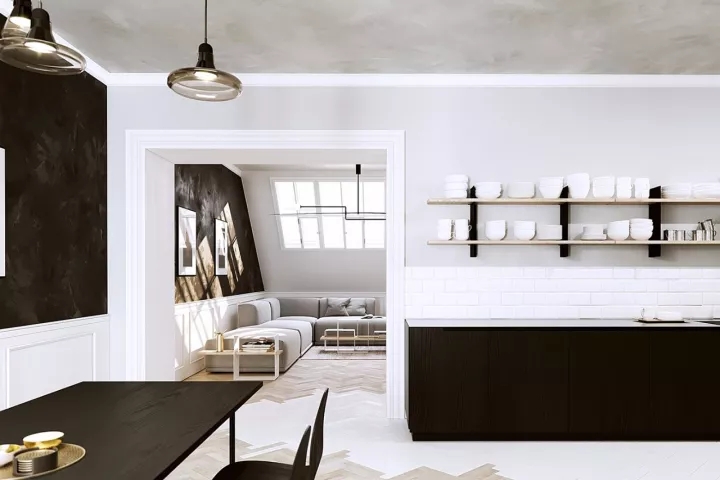 "黑白映像 | Fuuxo Studio 打造北欧风顶层公寓"-10