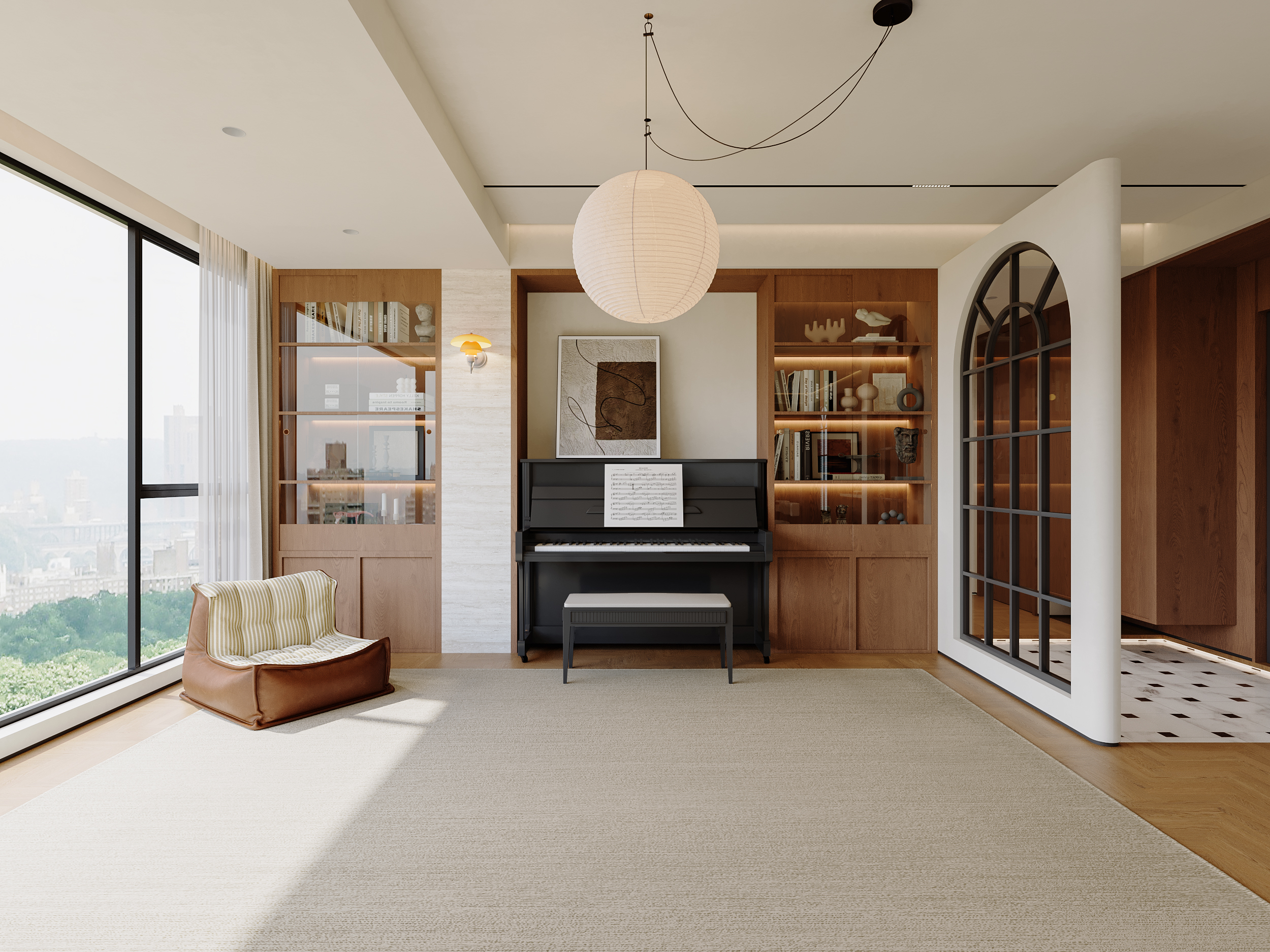 现代诧寂风客餐厅效果图表现-0