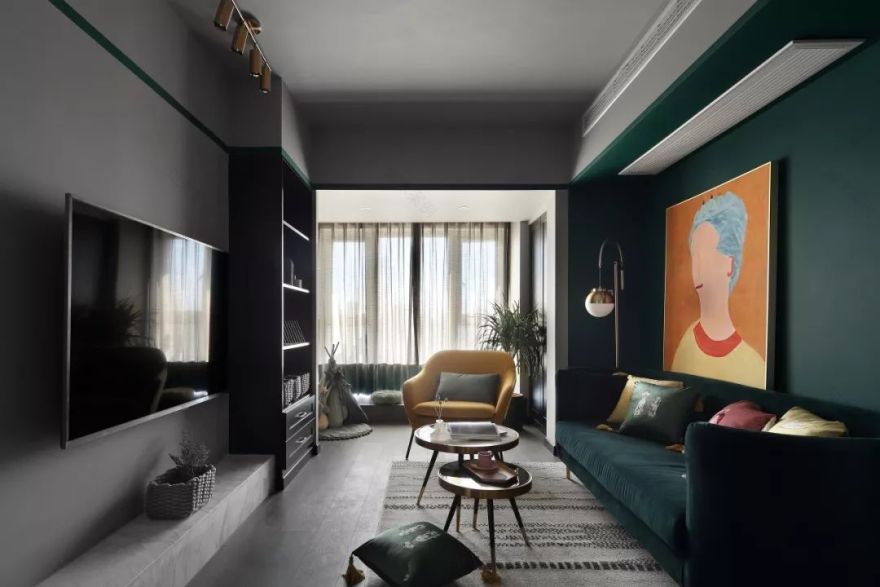 75㎡现代轻奢小三房,深色调的华丽优雅-9