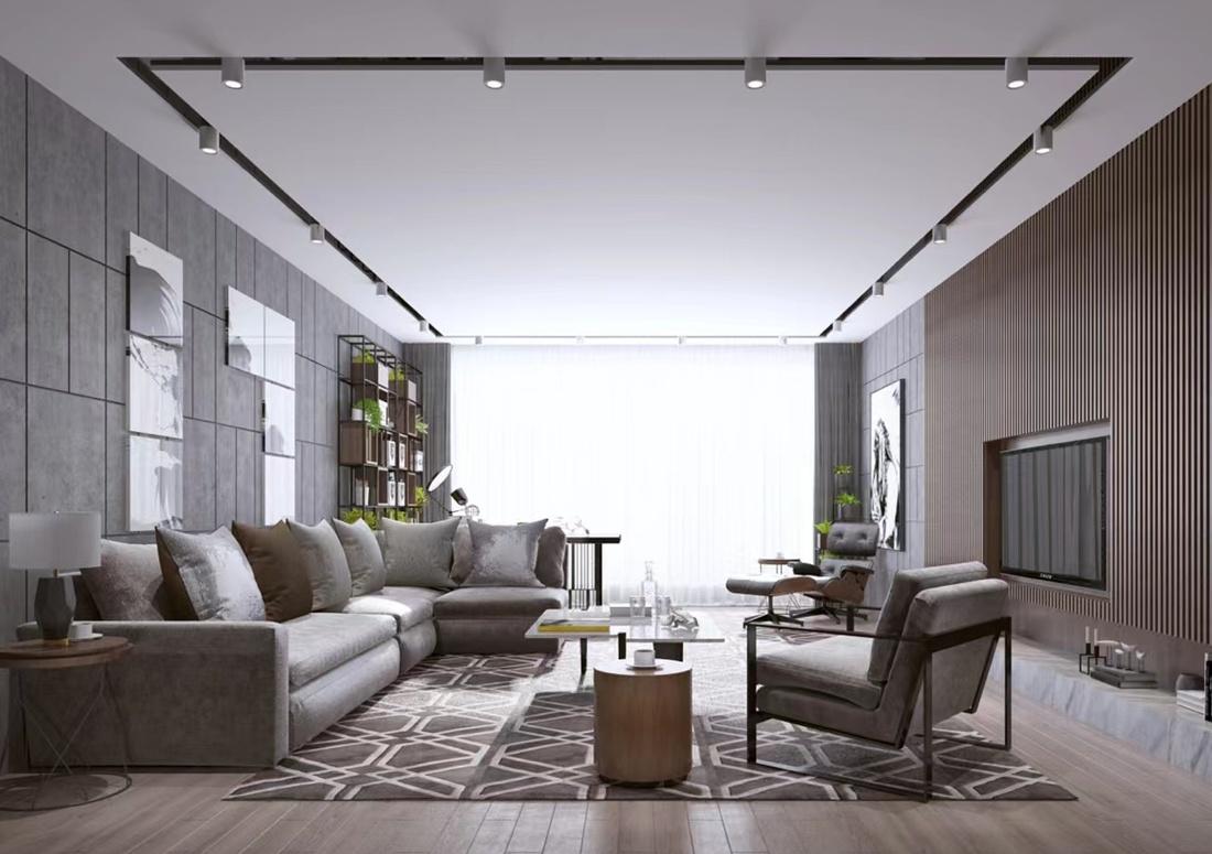 经典黑白灰现代风格客厅装修设计-2