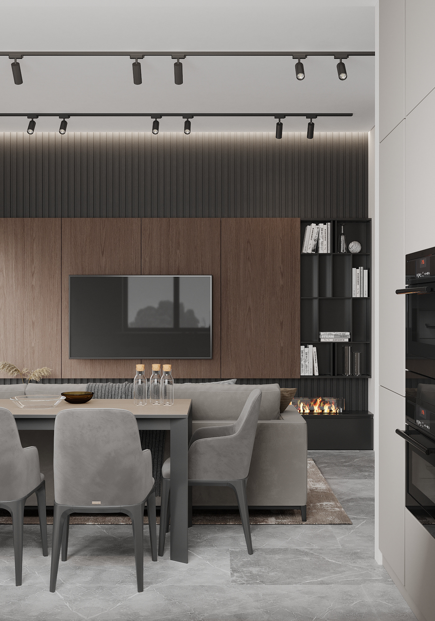 100㎡高级灰色系住宅设计-8