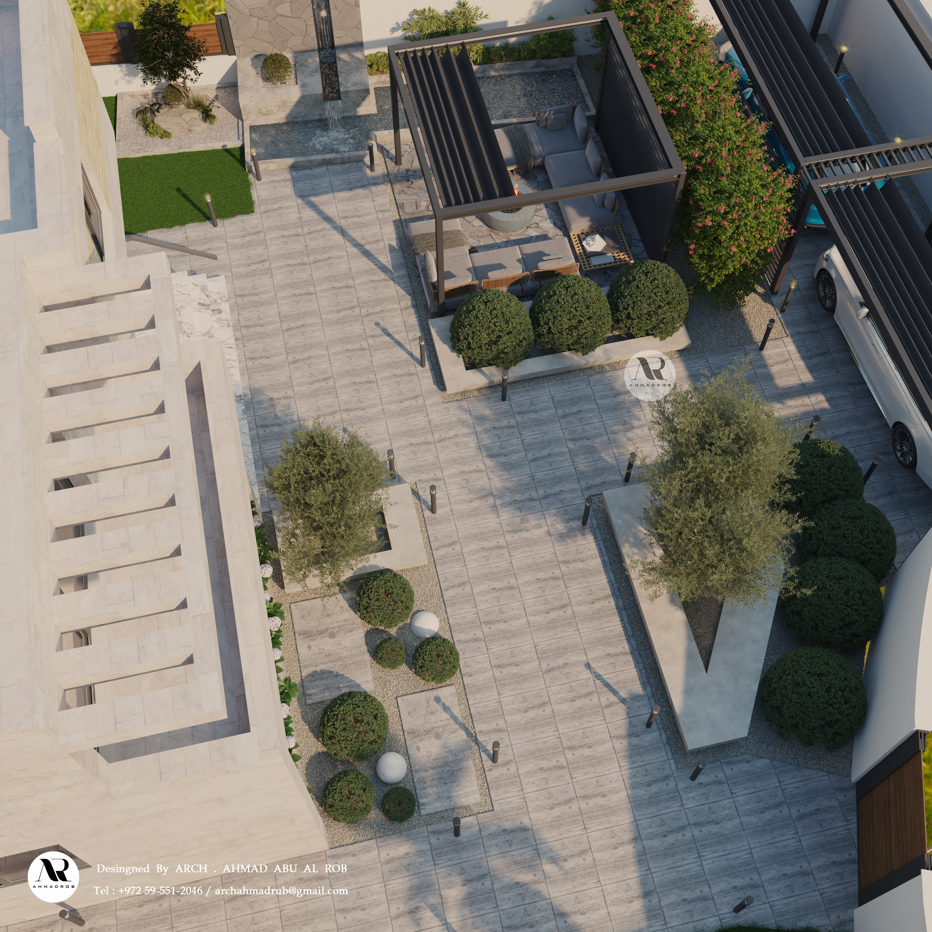 两层房屋户外花园设计-14