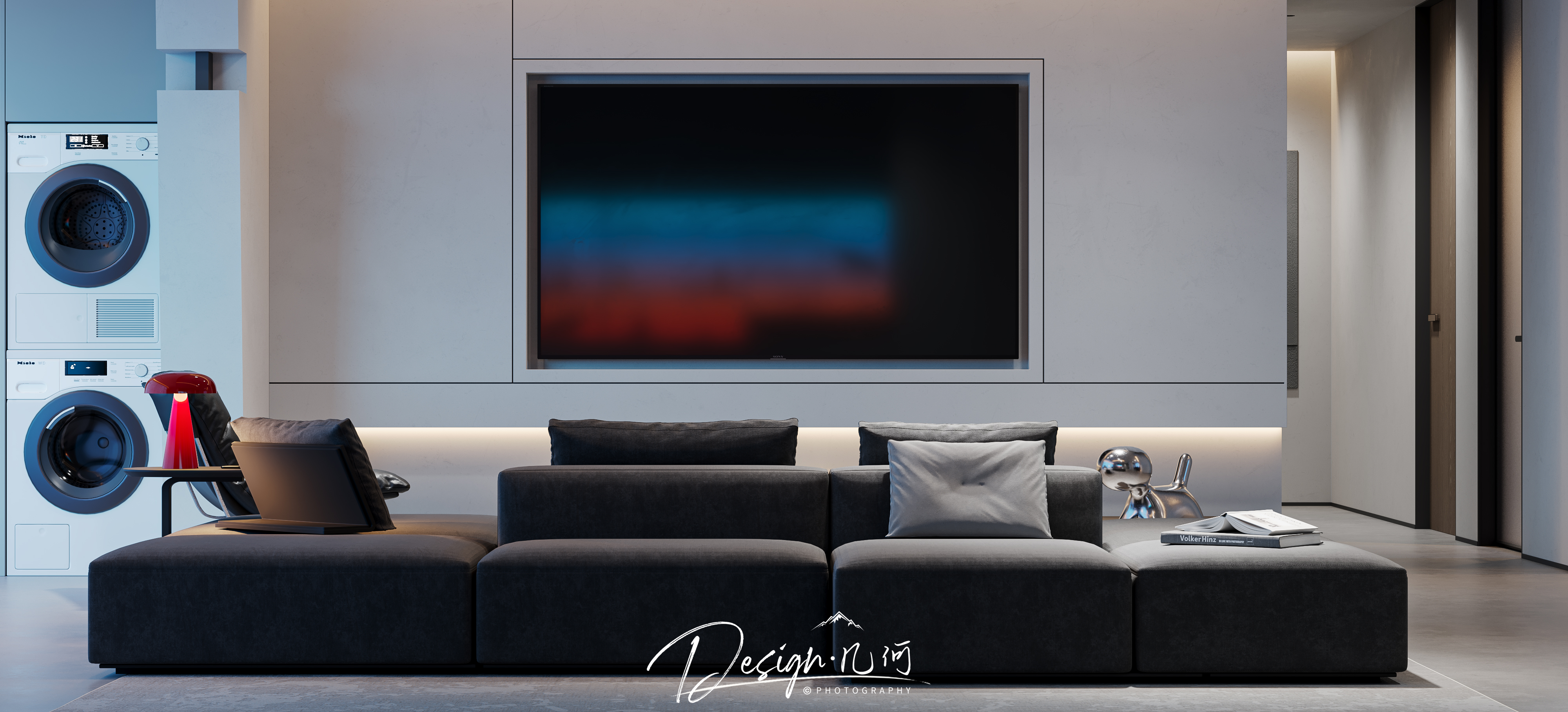 几何空间视觉表现 | 星海国际现代客餐厅（夜景）-7