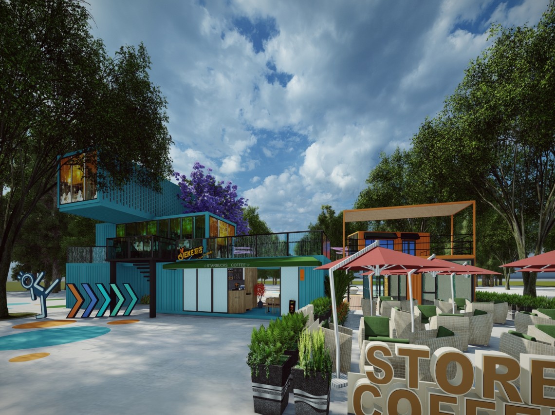 集装箱商业建筑SU模型-1