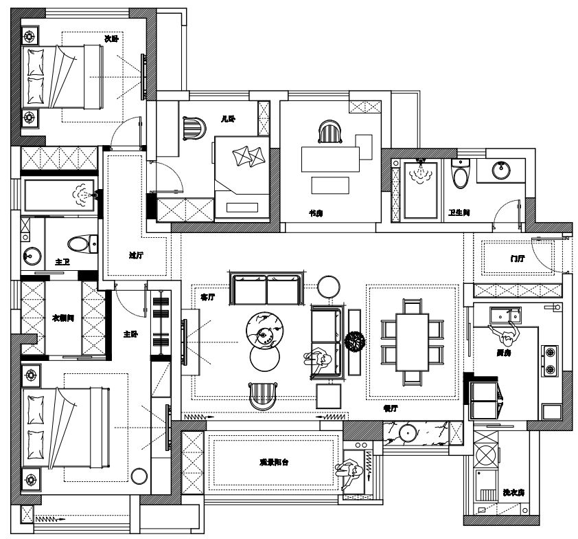 三代同堂的现代家园,金属质感与色彩活力的完美融合-14