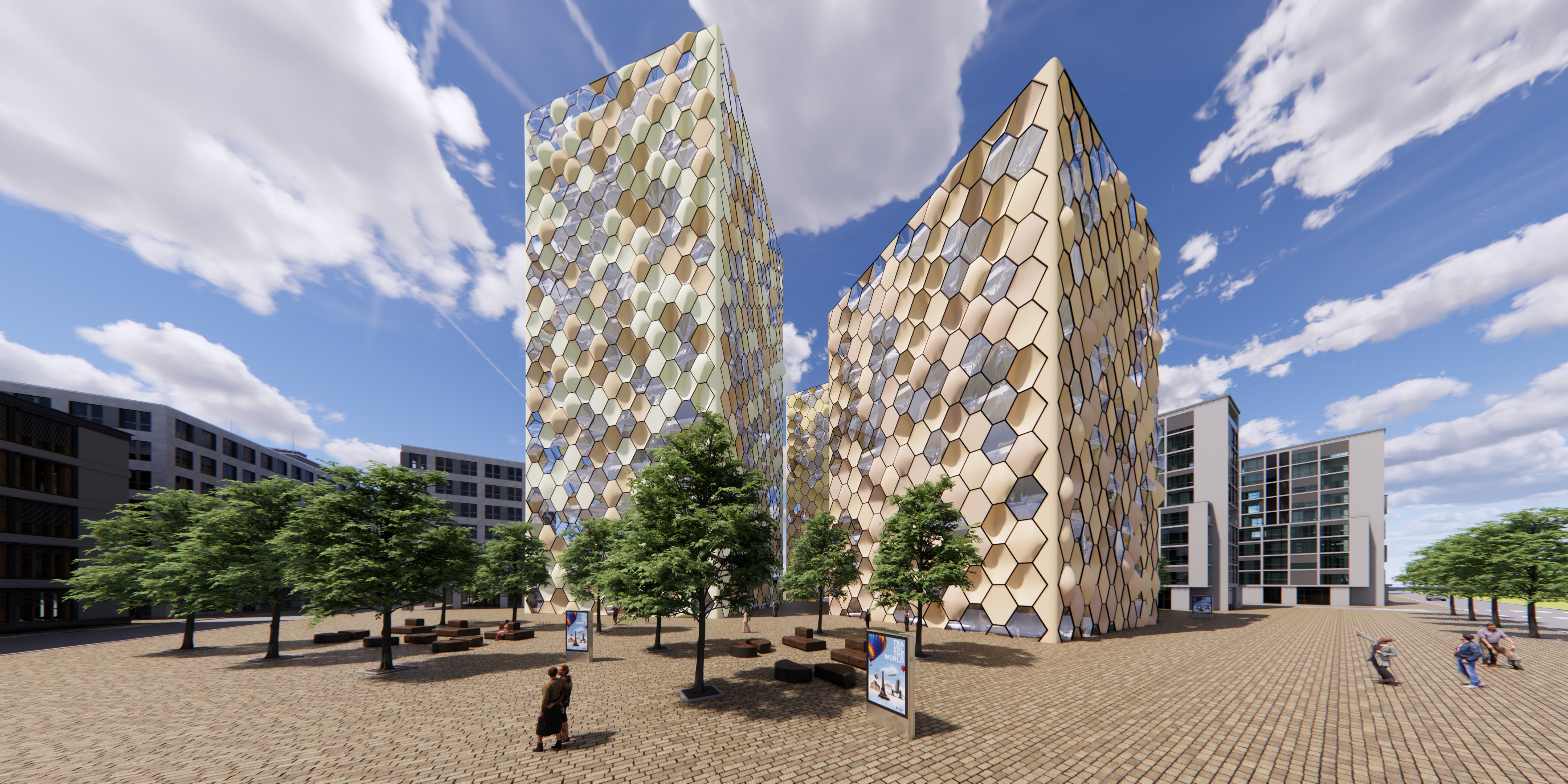 膨胀的六边形图案塔-12