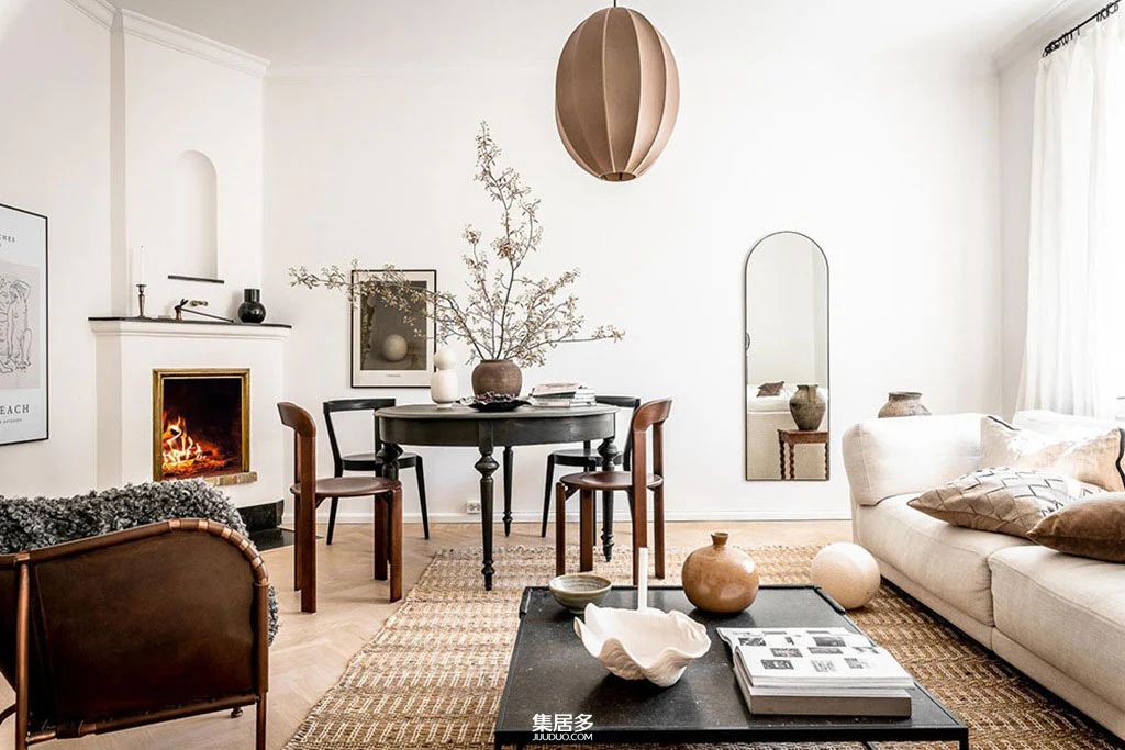 复古温暖明亮的斯堪的纳维亚公寓-13