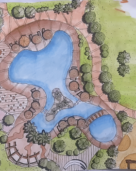 manual sketch for public garden