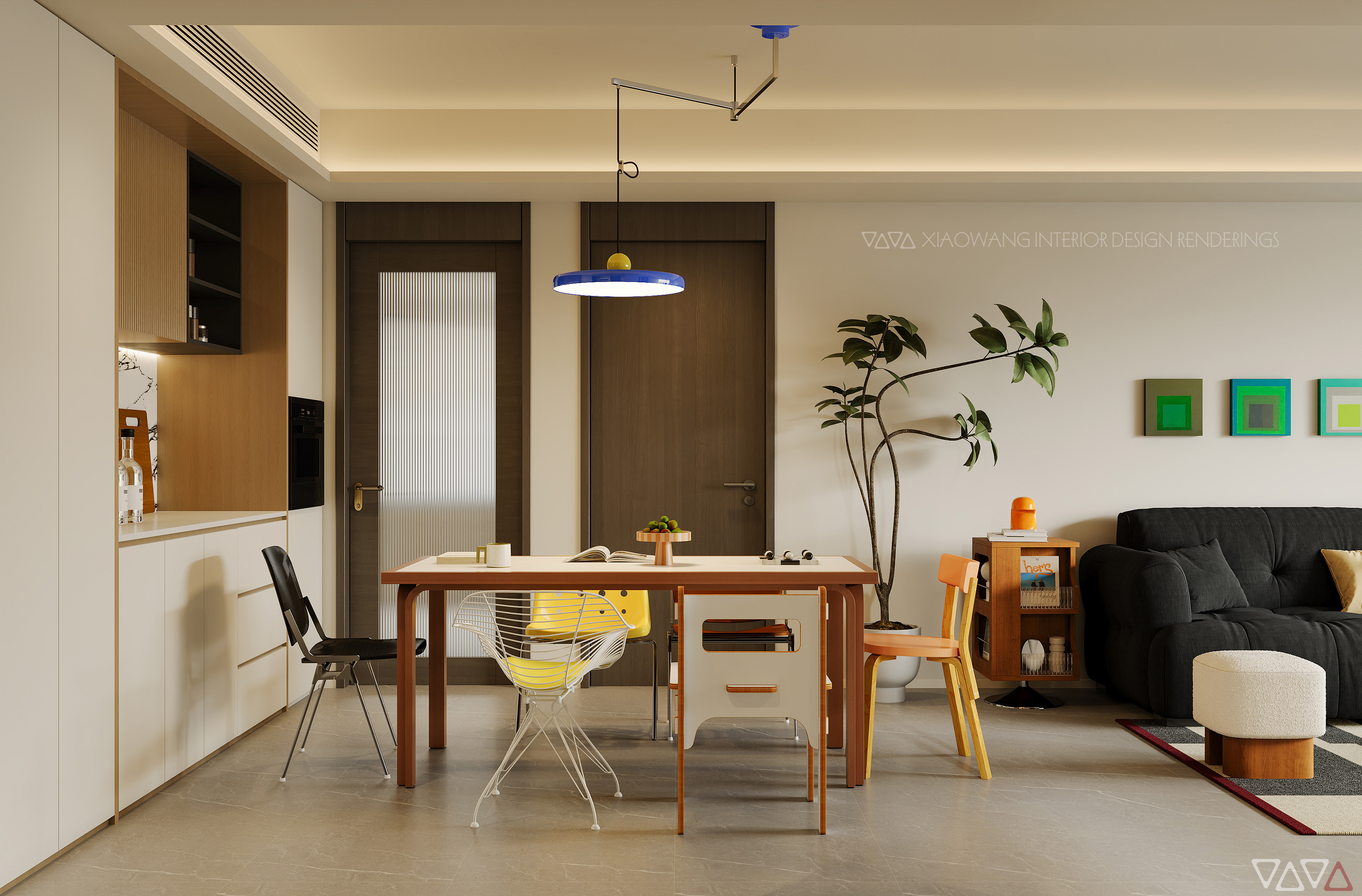 混搭风客餐厅效果图-1