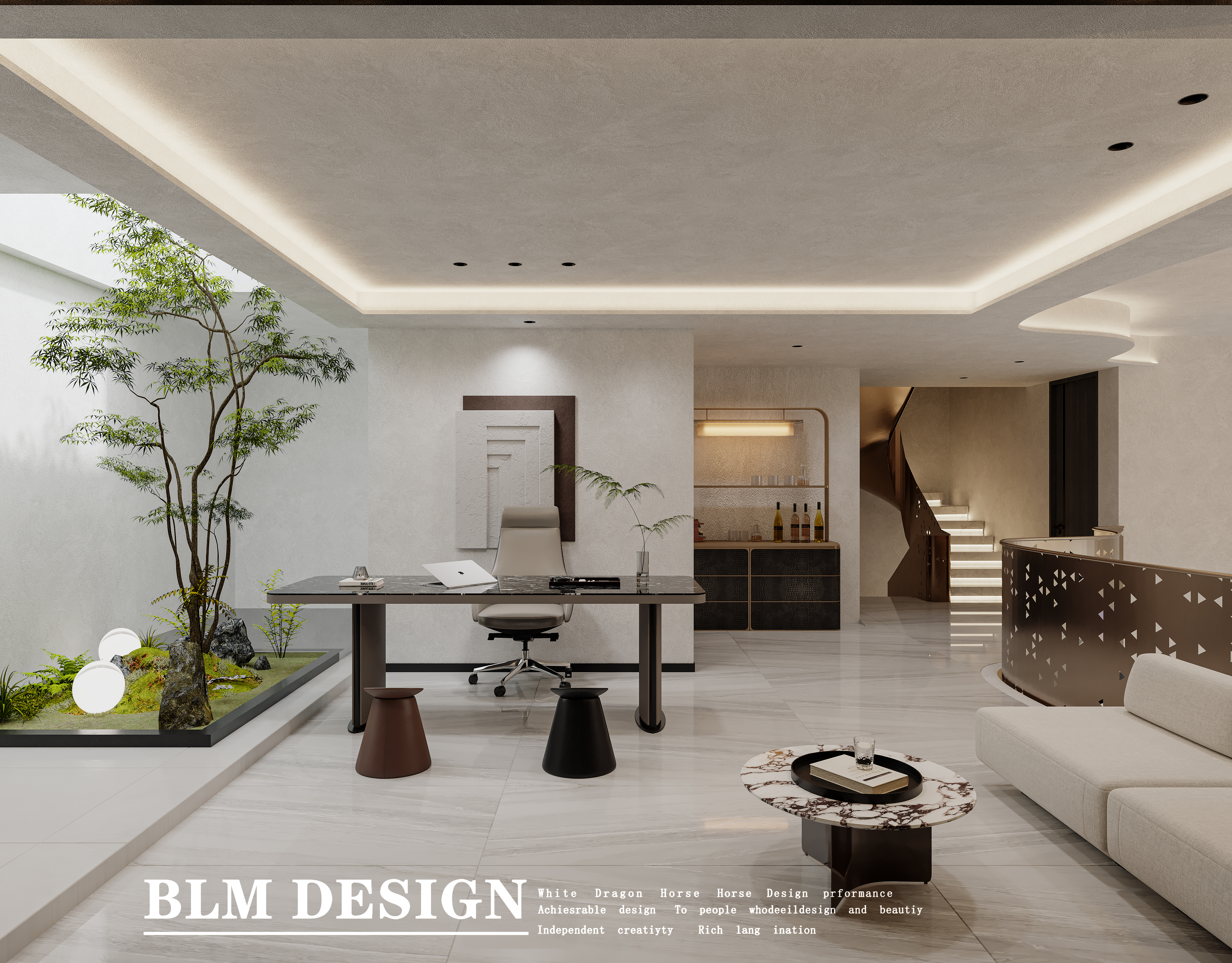 别墅 黑白灰 纯色简约风 渲染案例-19