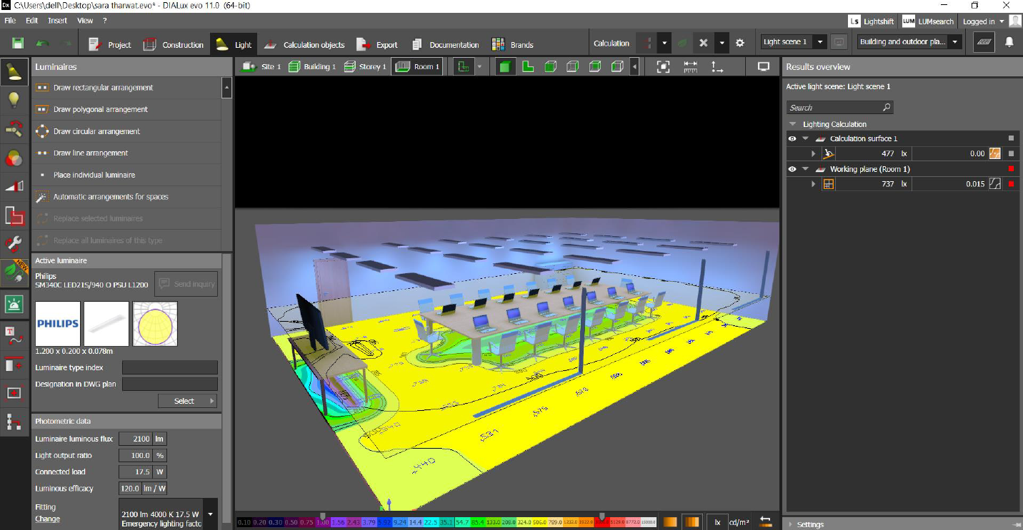 Meeting room Lighting Calculation Using Dialux-7