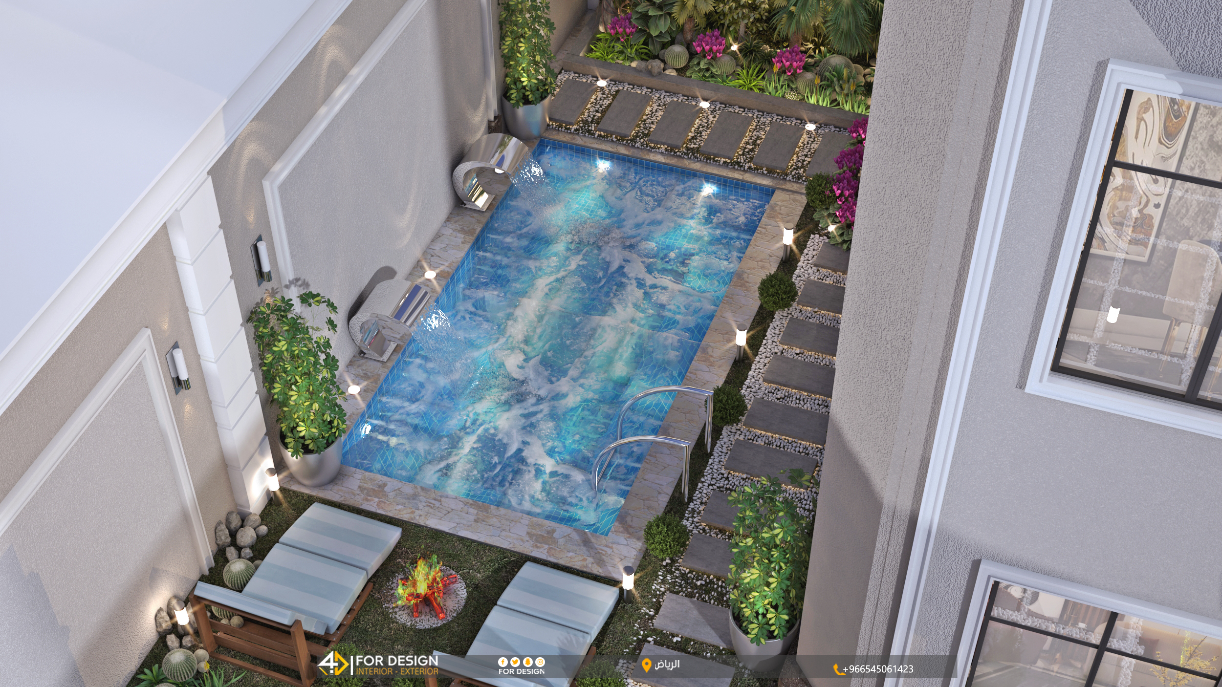 Garden design with swimming pool for a palace in Riyadh-0