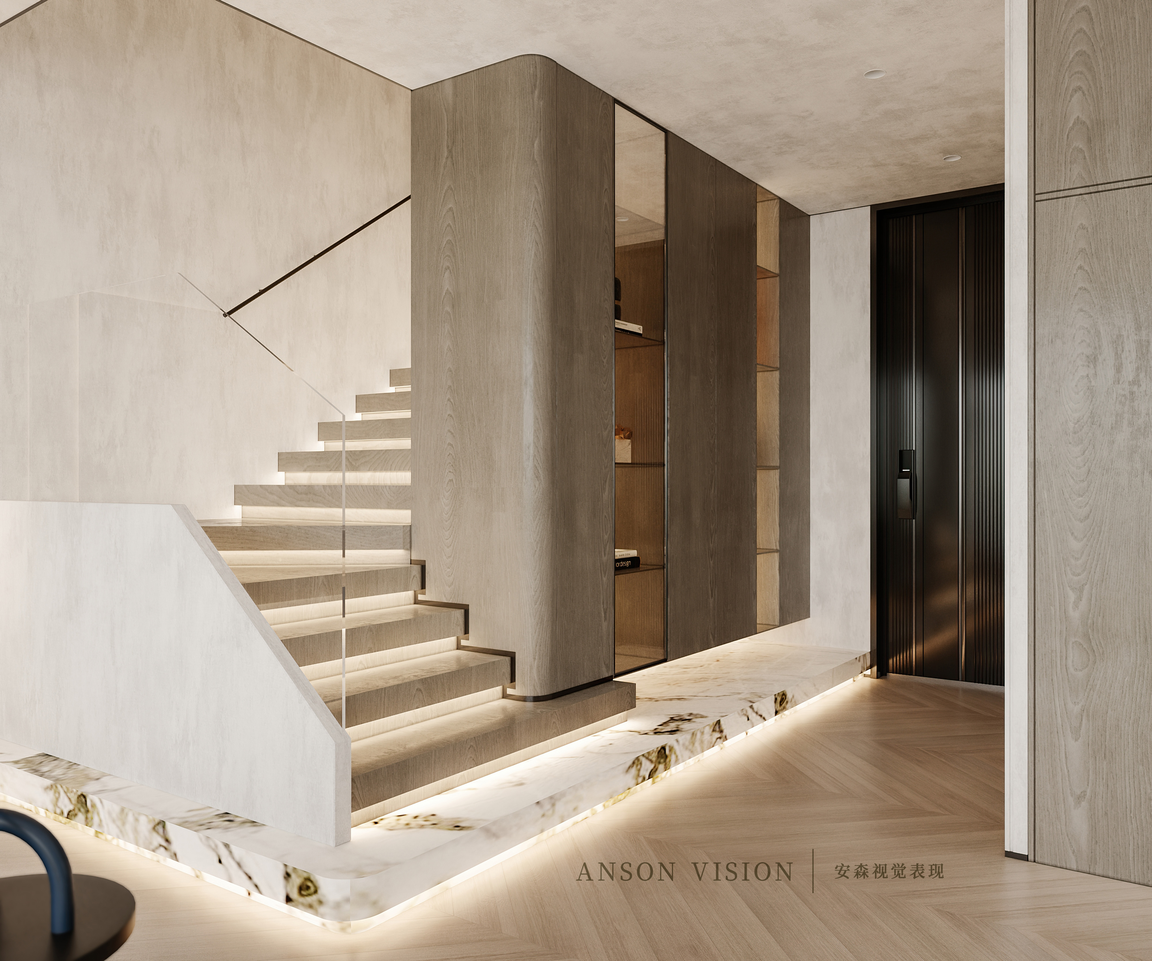 黑暗风现代客餐厅卧室设计案例丨Ansonvision·蒙头睡-31