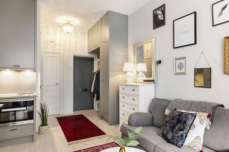 瑞典 29 平米微型公寓 | 酒店式布局,厨房岛台多功能设计-12