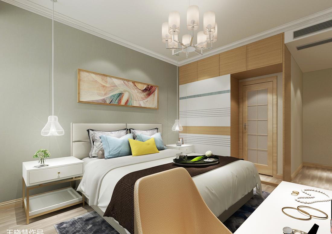 
简约北欧隐形门木纹电视墙隐形门卧室 -10