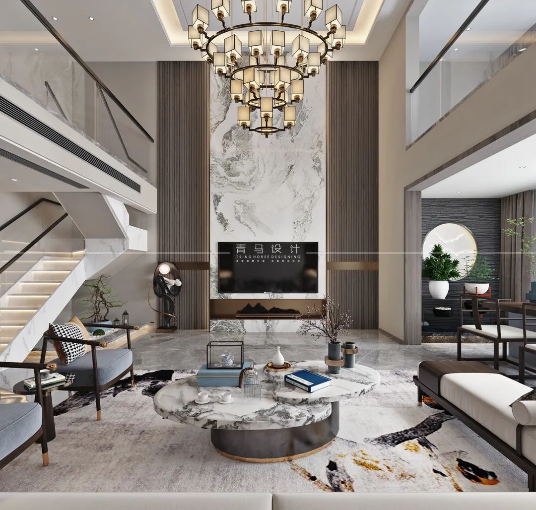 景寓学府新中式禅意复式住宅丨青马别墅空间设计-42