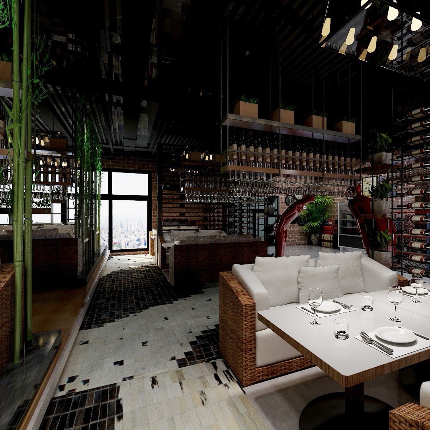 个性工业风明太鱼店，层次丰富的黑白灰空间-3