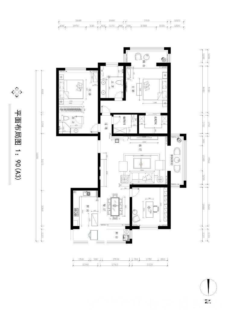 
晋阳湖壹号190㎡新中式风格装修案例 -9