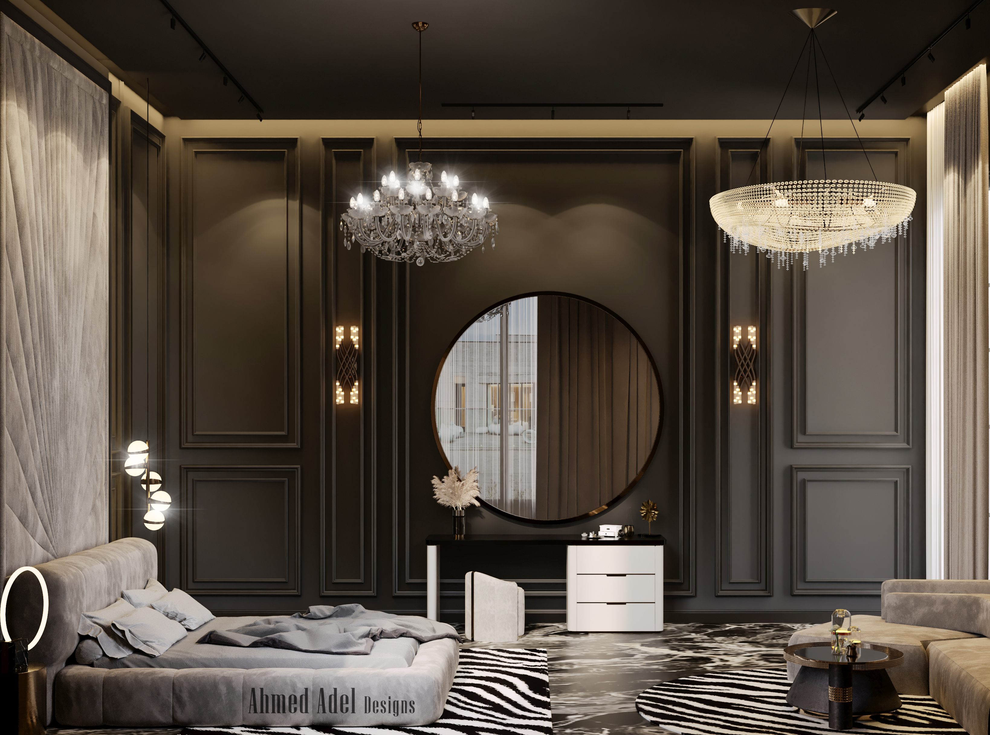 黑暗奢华卧室丨阿联酋丨Ahmed Adel-4