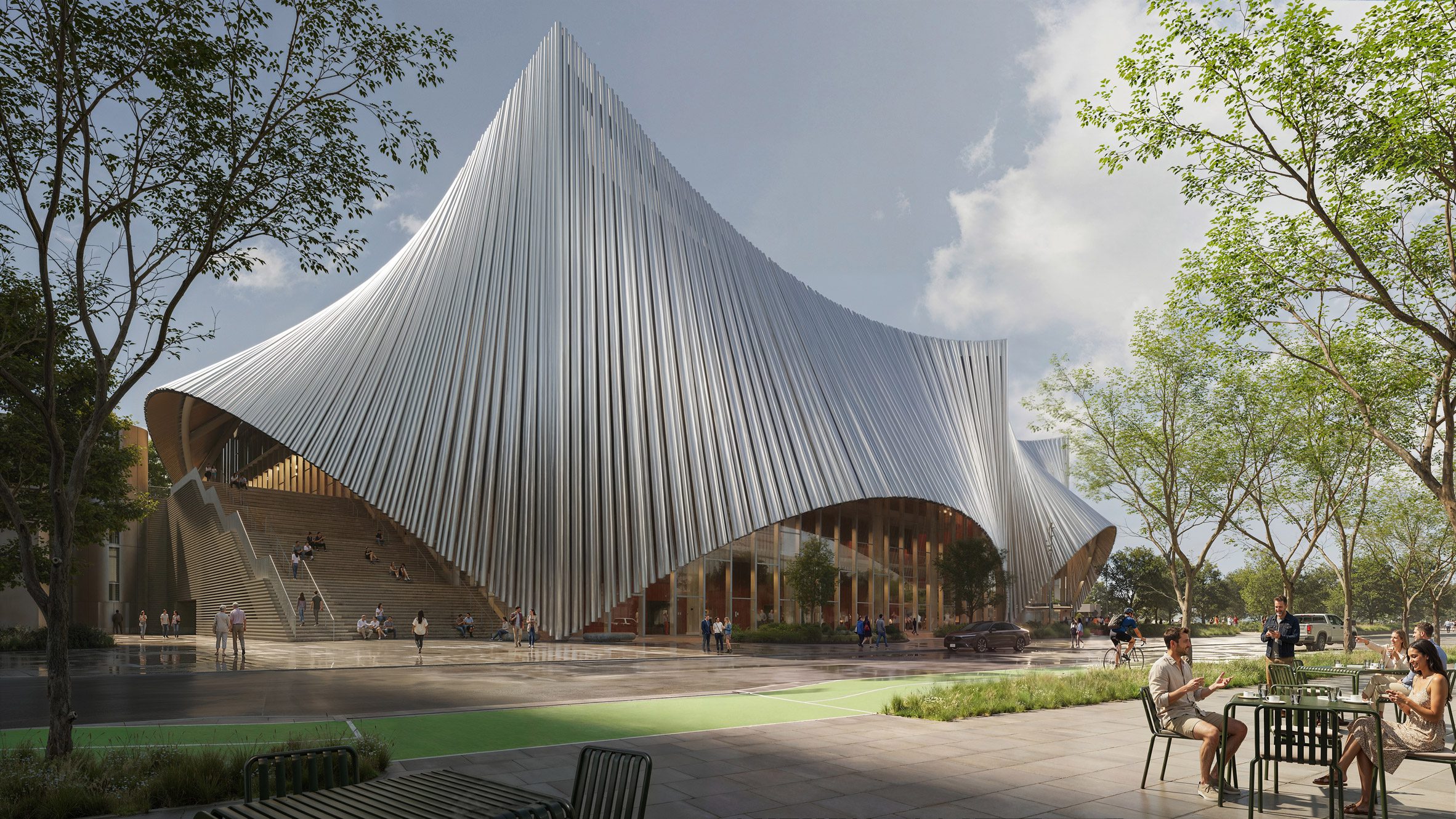BIG reveals Nashville performing arts centre wrapped in aluminium pipes-14