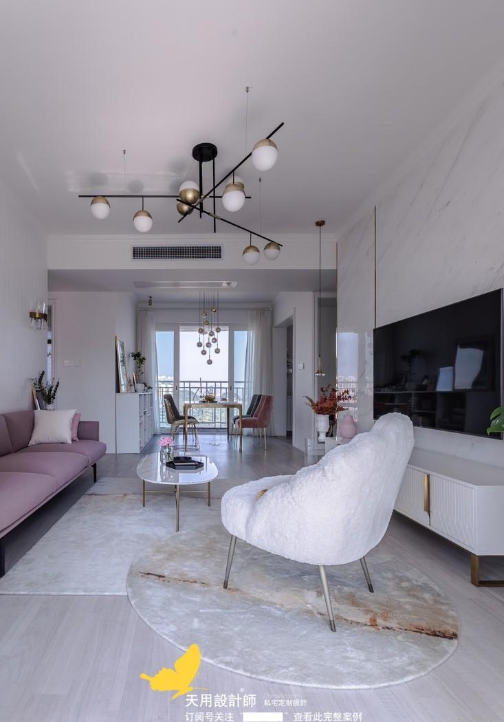 95 平米轻奢风格少女系家居,金属绿植打造甜蜜空间-8