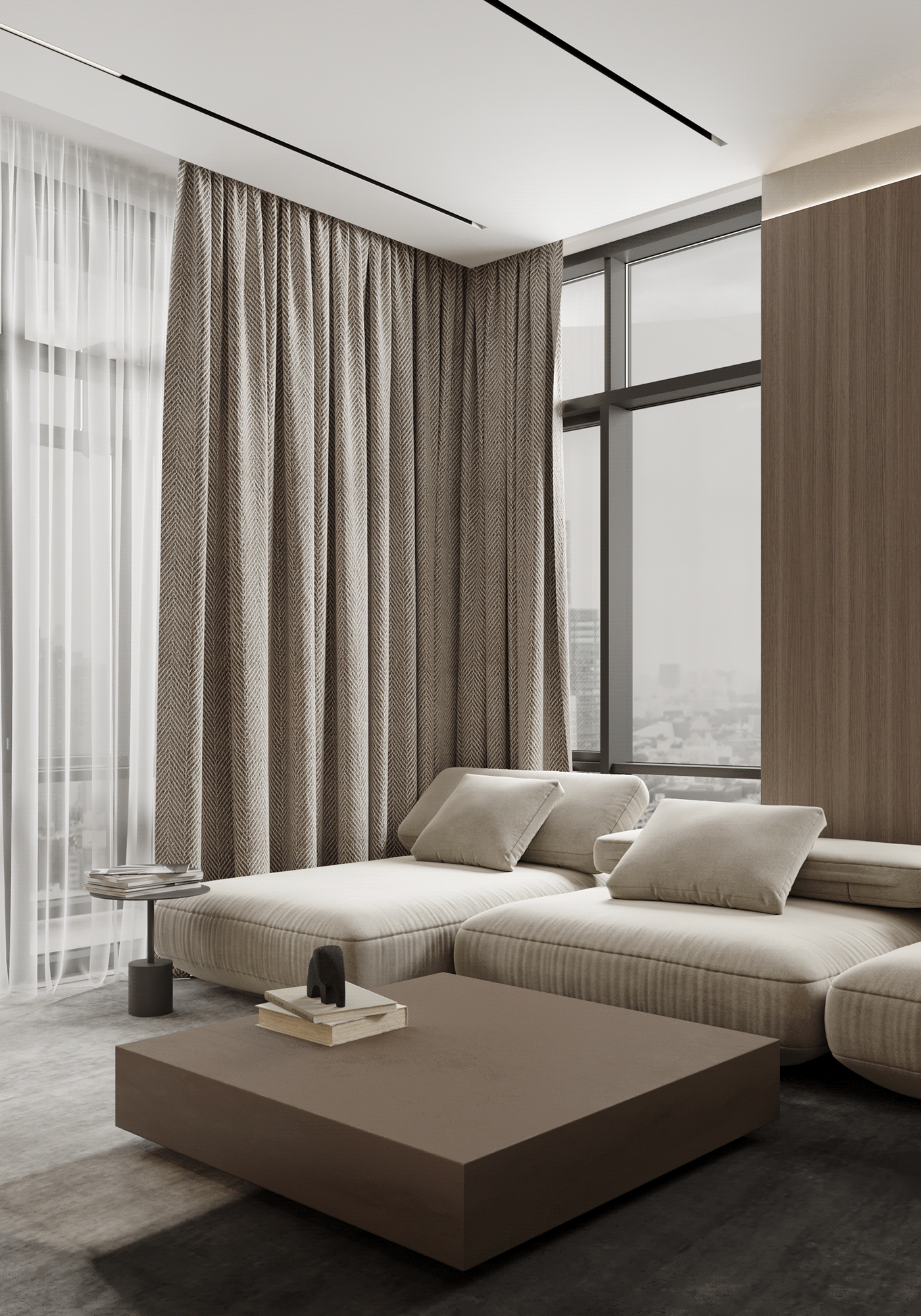 现代质感空间，暖木色系！-1