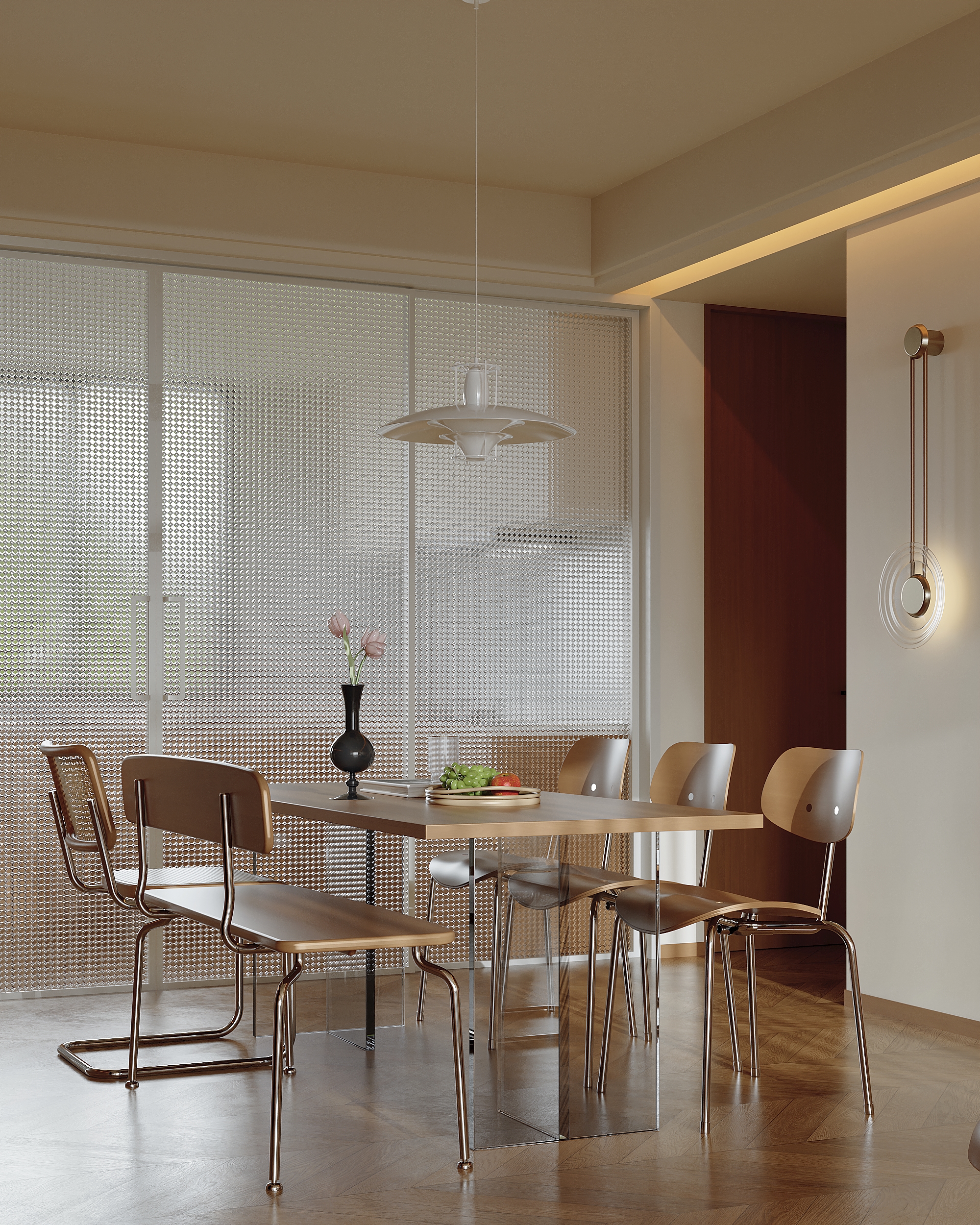 奶油风客餐厅效果图  corona 3dmax-4