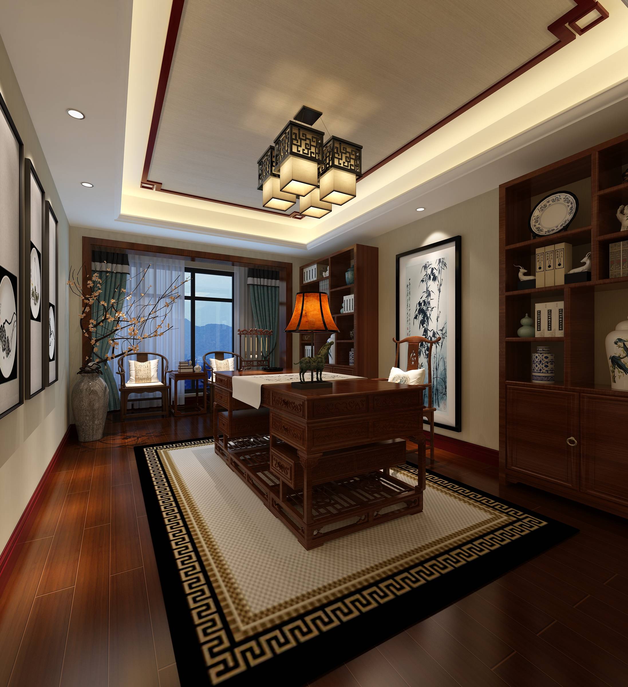 新中式 中式古典 奢华家装别墅样板房-9-5