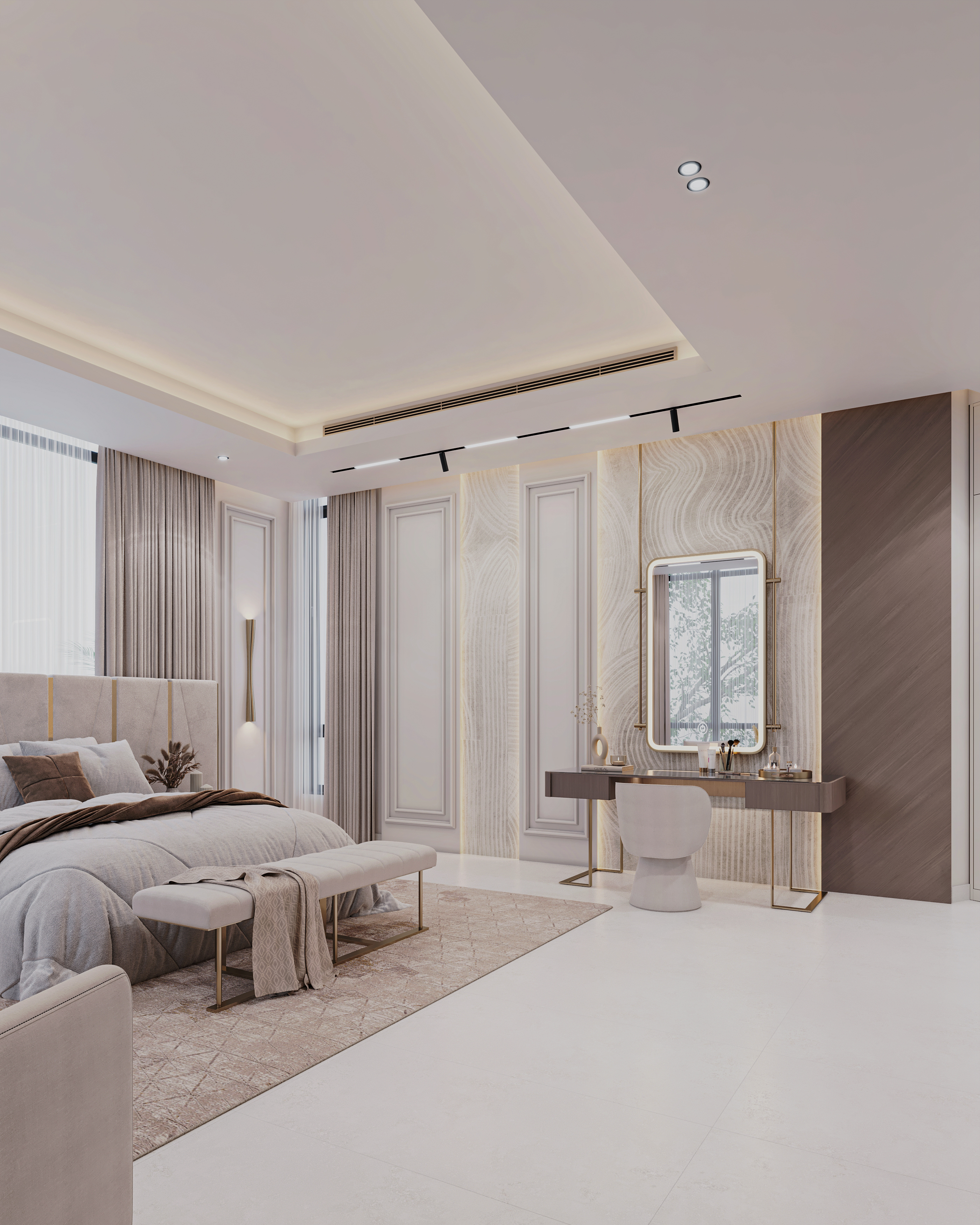 新古典奢华主卧丨阿联酋阿布扎比丨Archpix Engineering Consultants-12