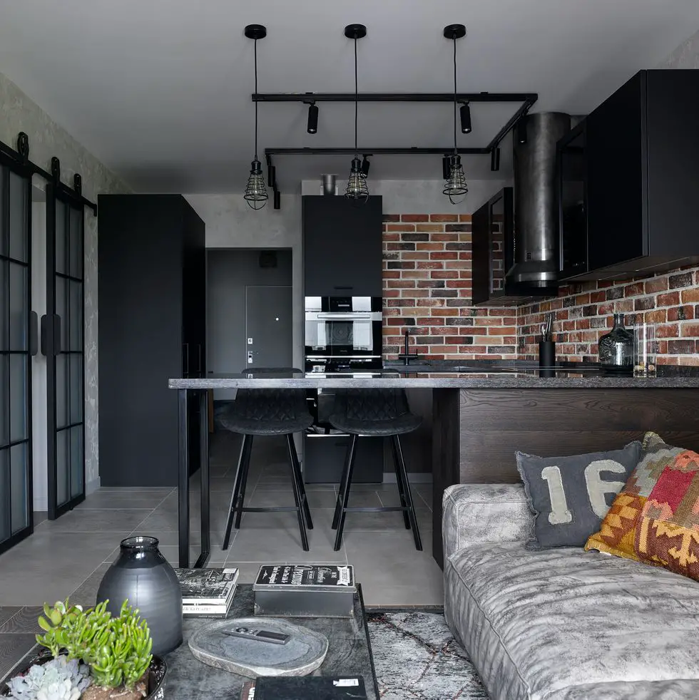 莫斯科新派暗黑工业风公寓设计-1