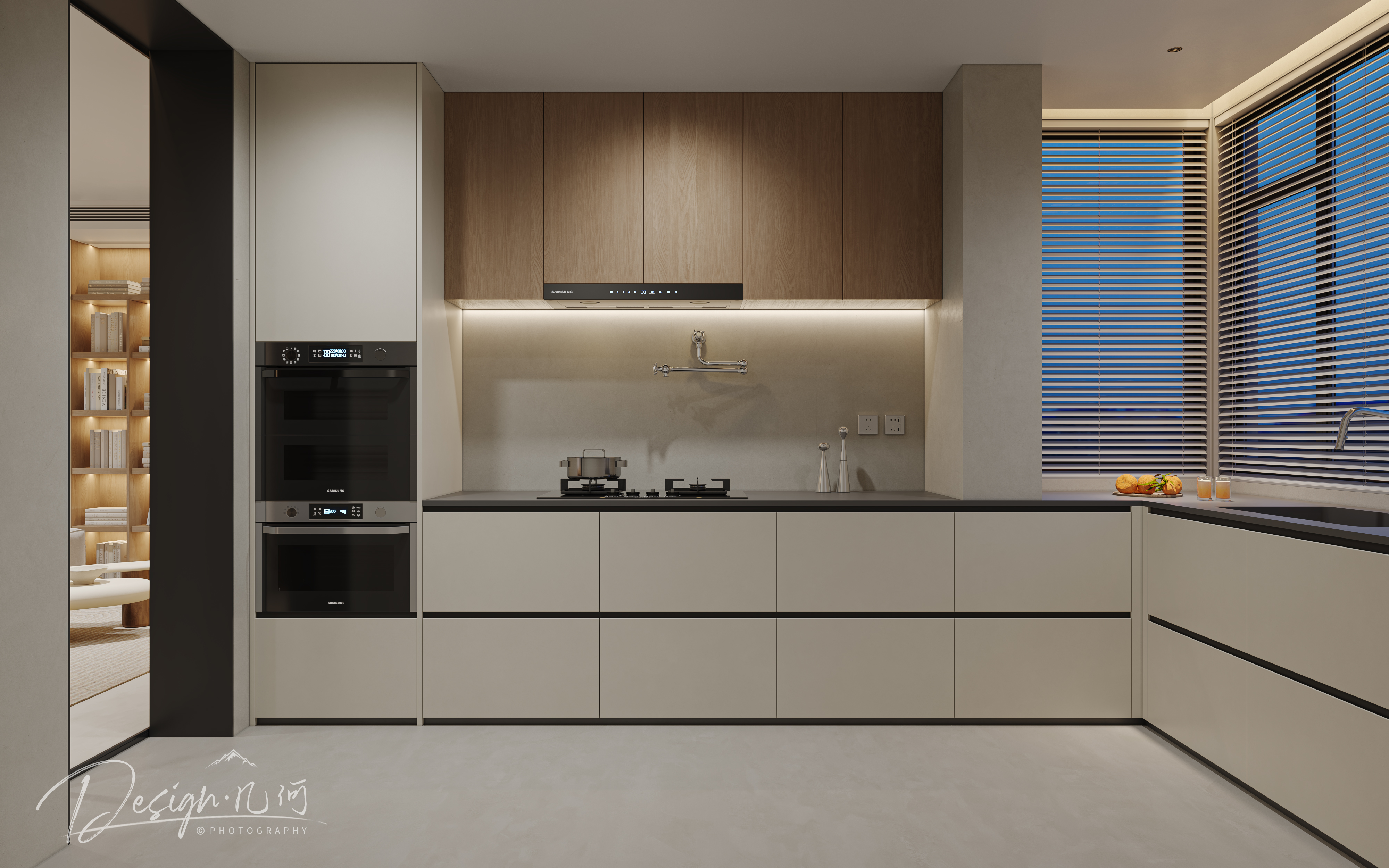 几何空间视觉表现 | 正荣府现代奶油风客餐厅-5