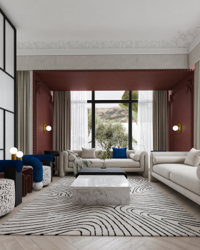 Reception with dining area interior Design