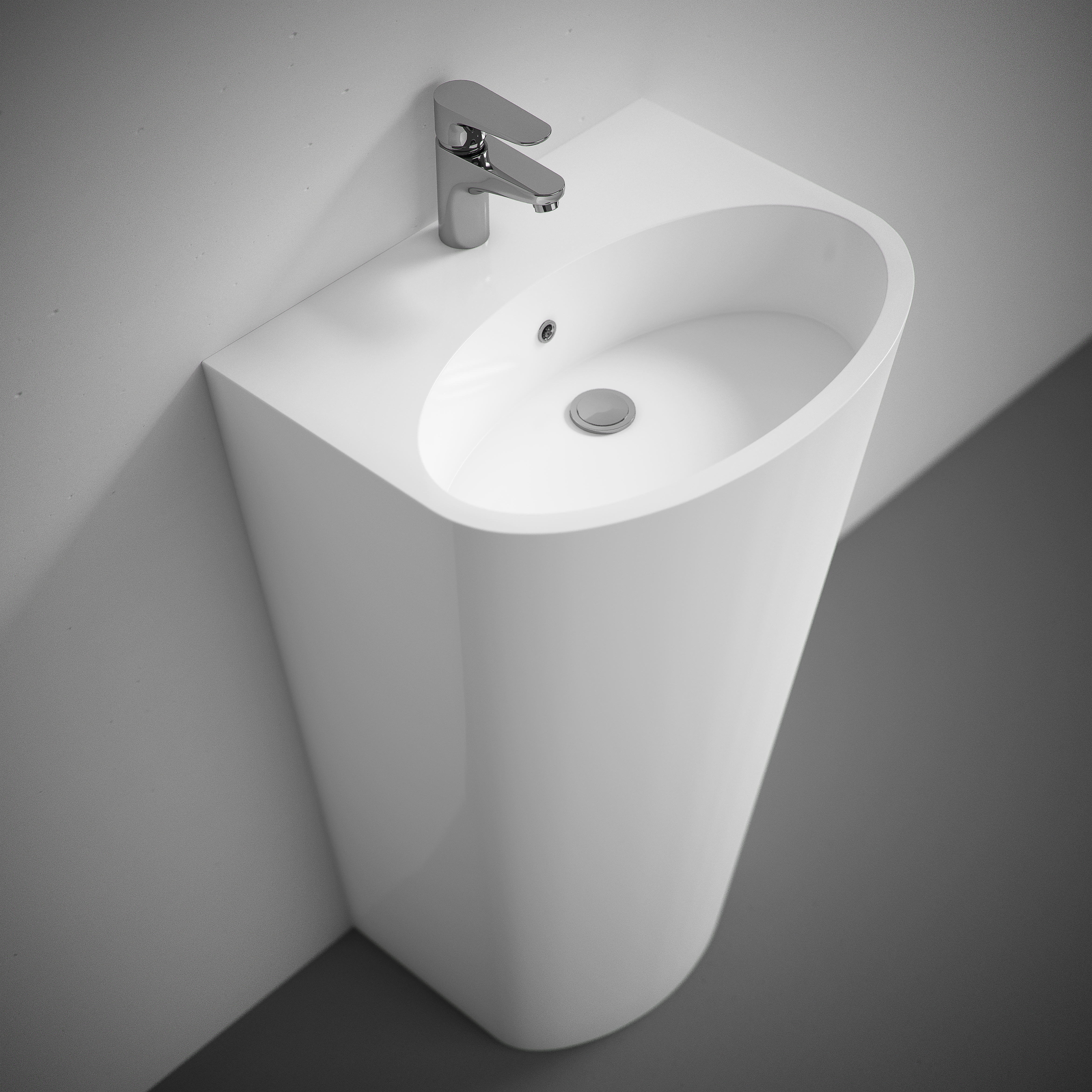 Freestanding Pedestal Sink - Glossy White-0