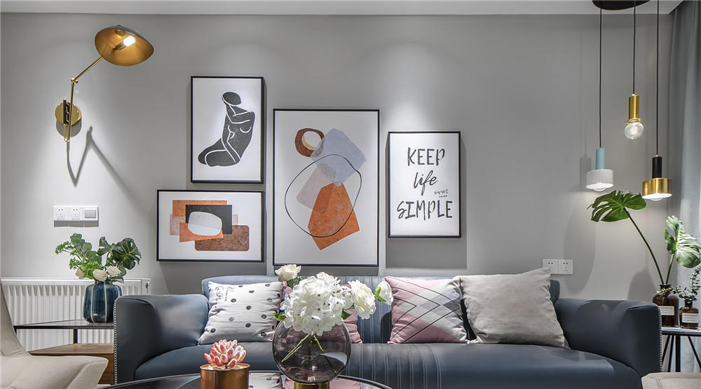 无主灯设计客厅，品味轻复古沙发与西厨空间-0