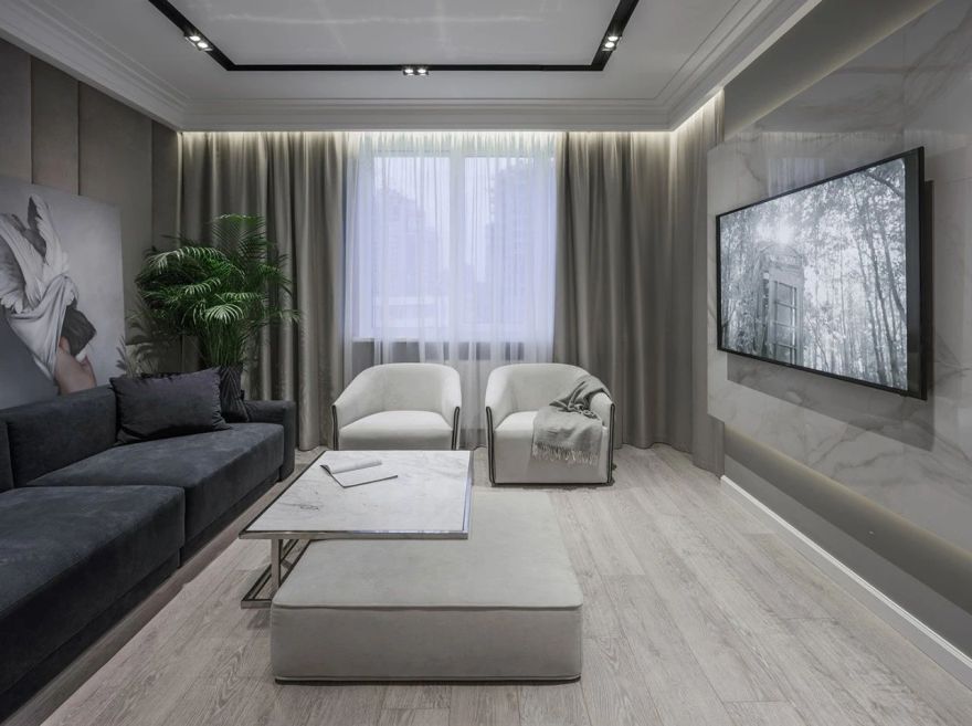 现代灰色家居设计丨乌克兰基辅丨时尚建筑师-0