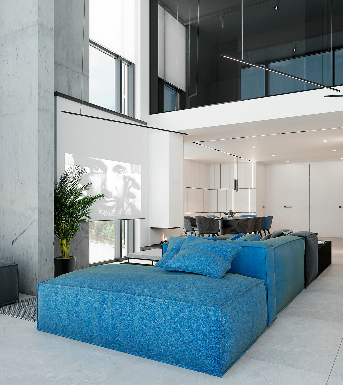 极简风遇上精致白，优雅舒适现代别墅设计-3