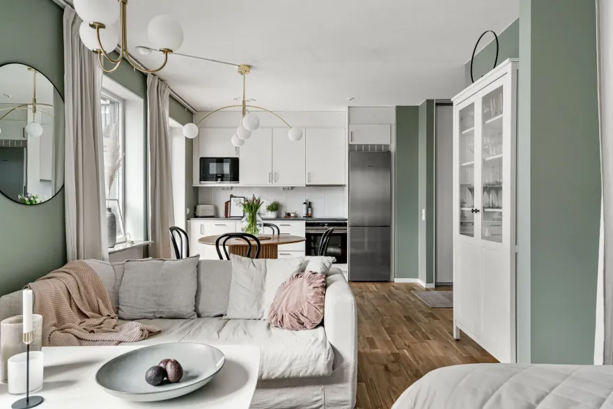 瑞典 34m2 现代工作室,绿意盎然,宽敞明亮-3