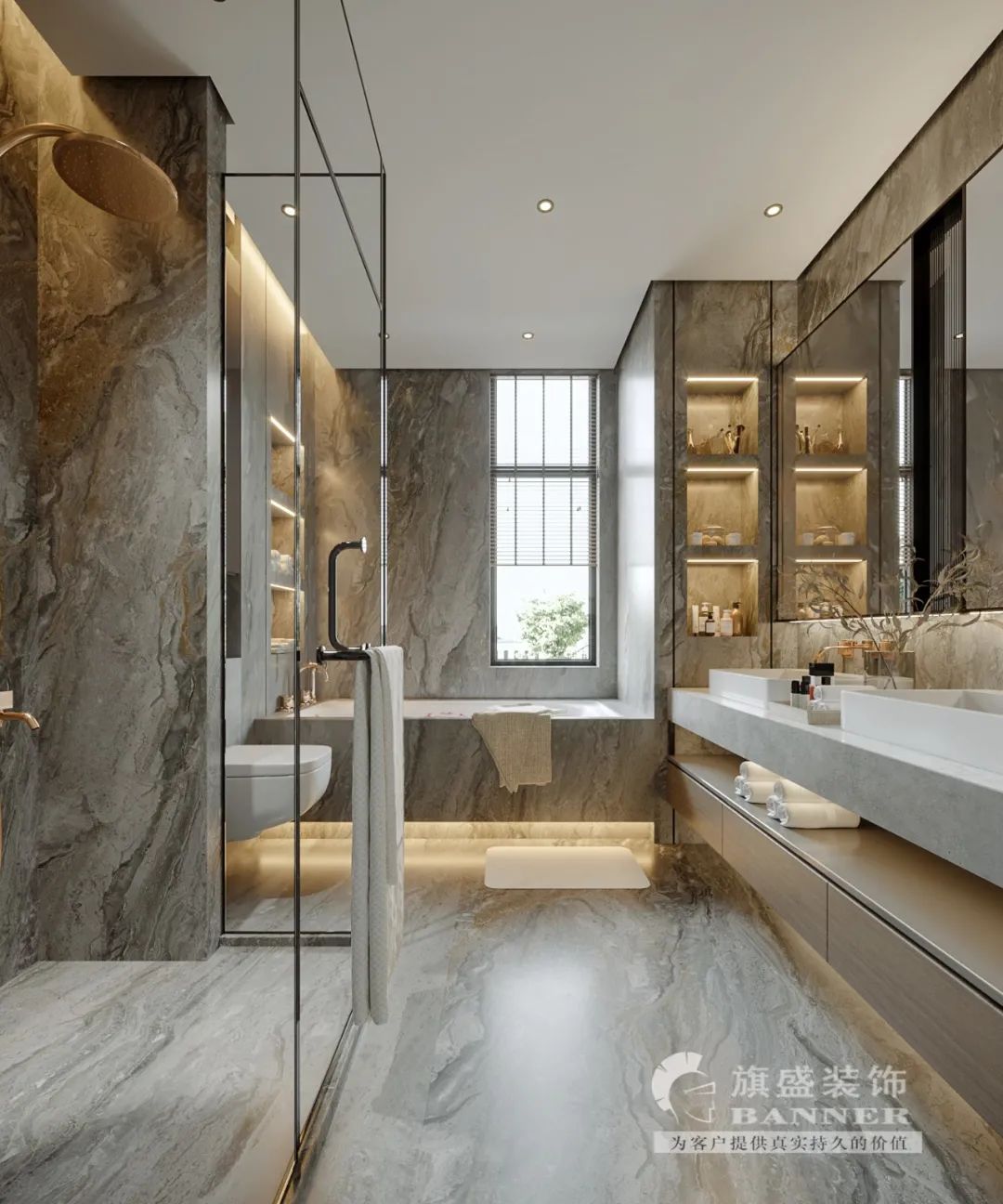 白桦林小区新中式风格平层设计丨旗盛-34