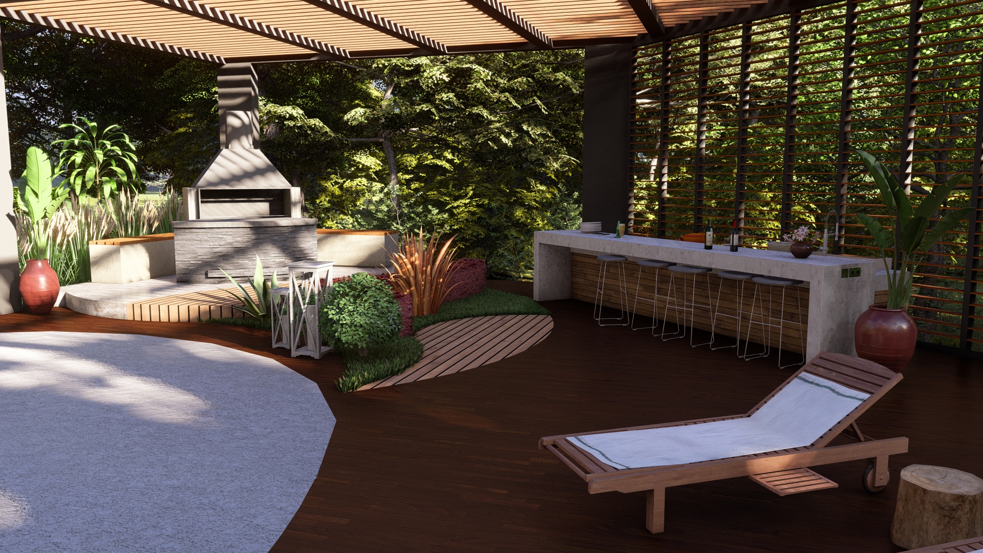 GARDEN DESIGN/ Covered Pool Side Deck-15