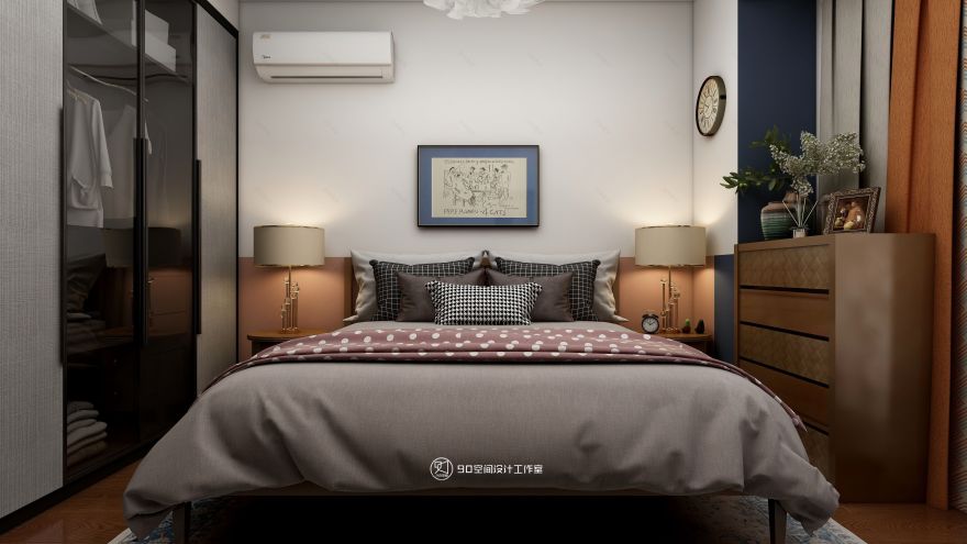 《欢愉同乐》80 平方现代美式空间设计-52