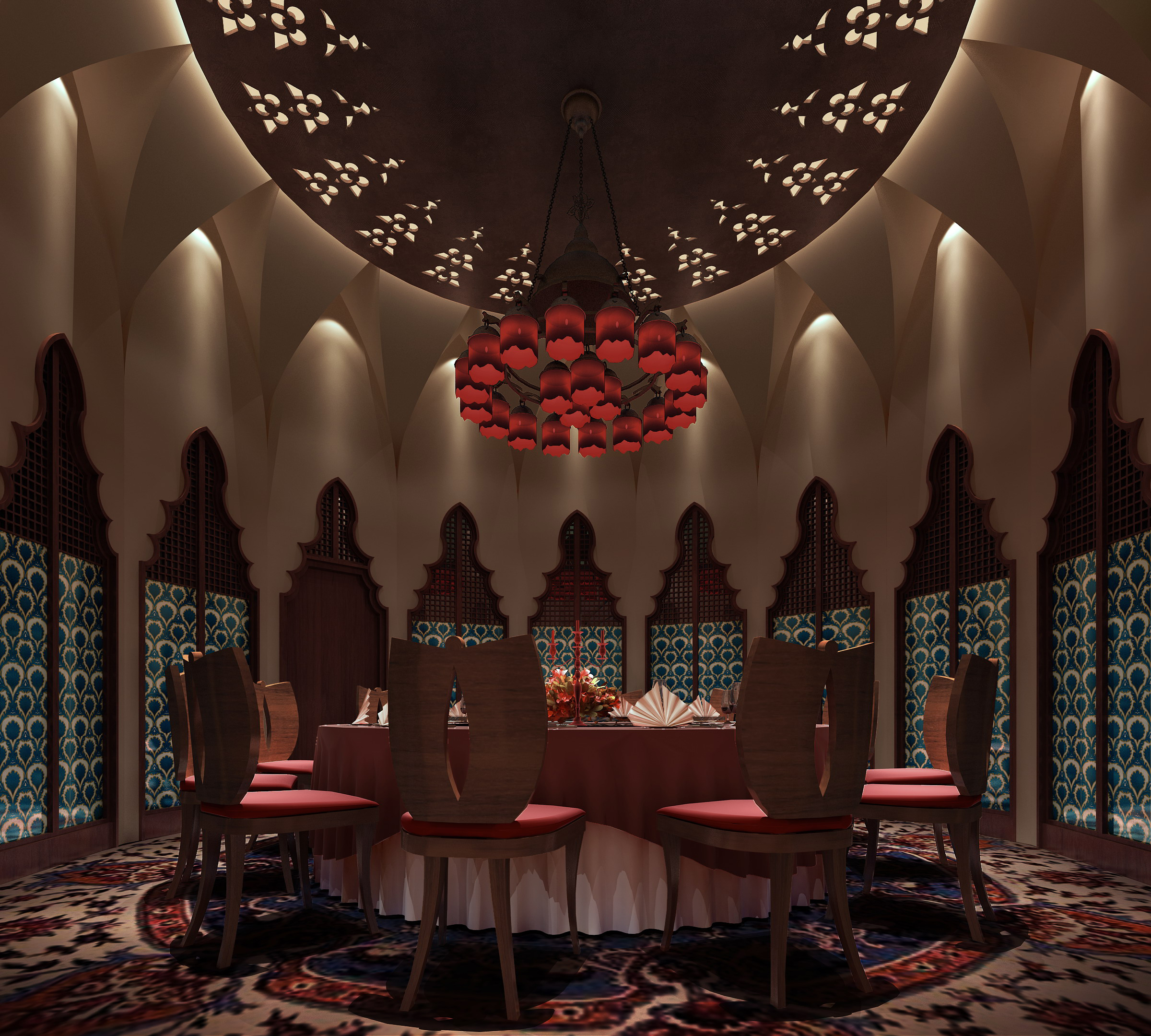 餐厅设计效果图中餐厅餐厅包间包房小吃店面馆工业主题餐厅-9-30