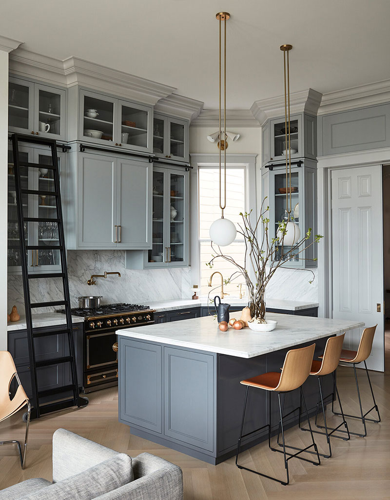 现代古典灰蓝色调的维多利亚式住宅设计-9