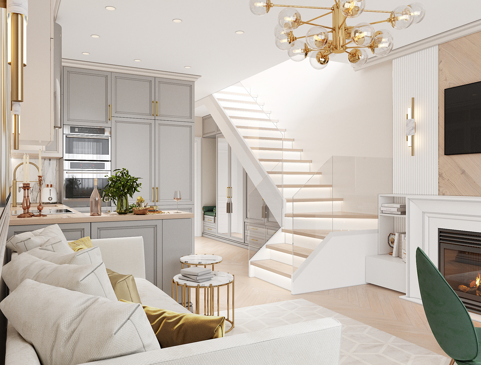 Двухуровневая квартира в классике-4