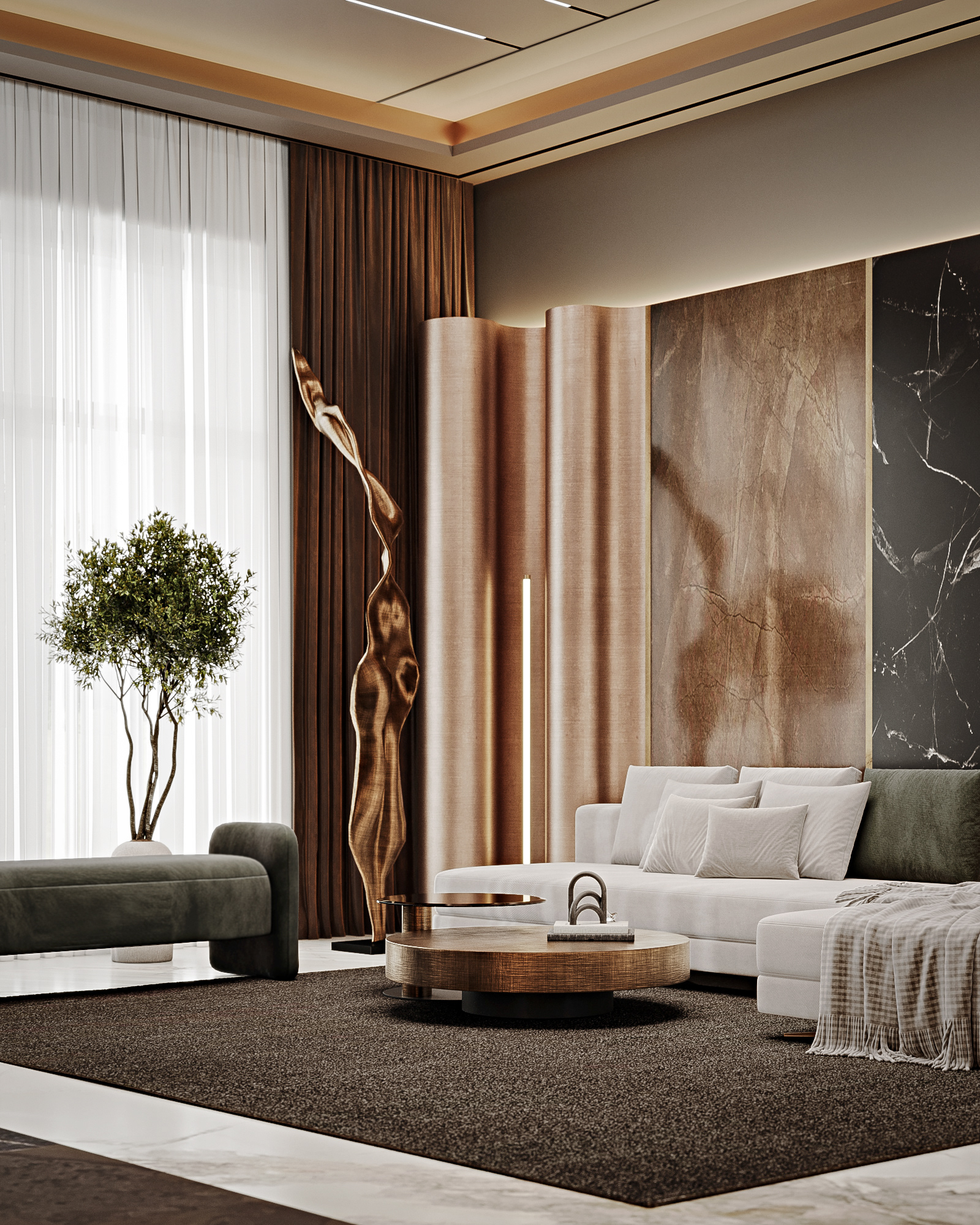 Modern living space with bronze details-4